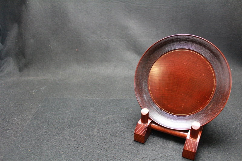 24799 Living National Treasure Ryozo Kawakita (5 individual plates with red cherry blossom motifs)