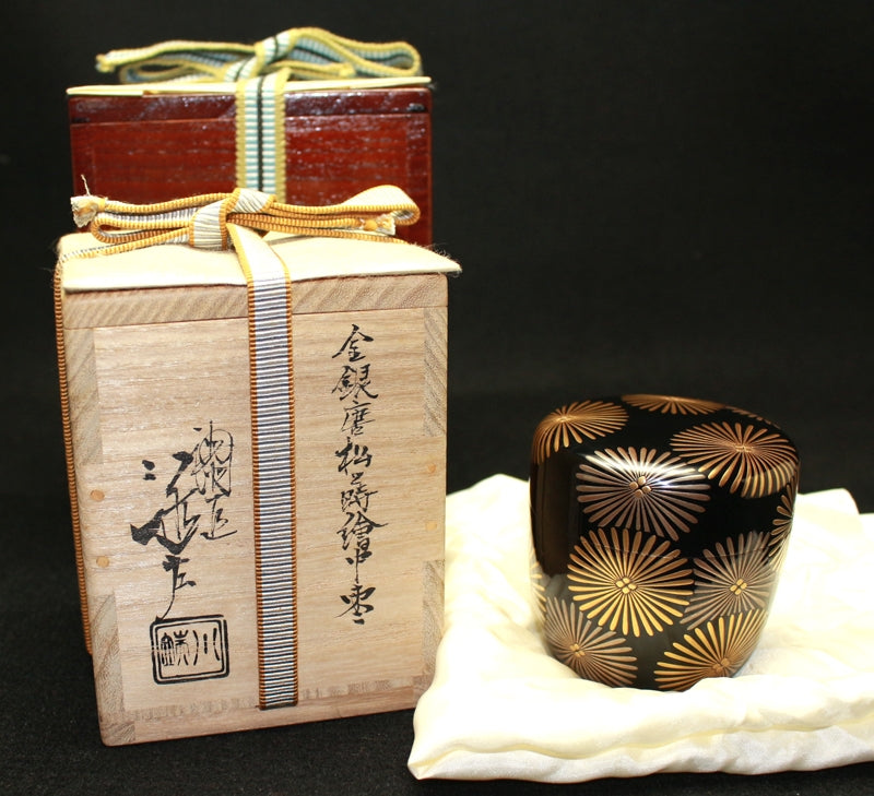 23207 川端近左 (金銀唐松蒔繪中棗) KAWABATA Kinsa