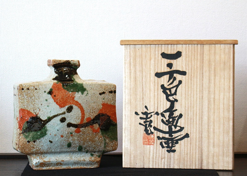 24048 Kanjiro Kawai (Three-colored flat vase (exhibited at an exhibition))