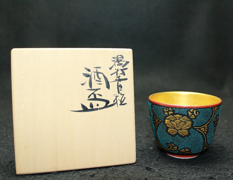 25290 中田金玉(漩涡蓝色谷物清酒杯)NAKATA Kingyoku
