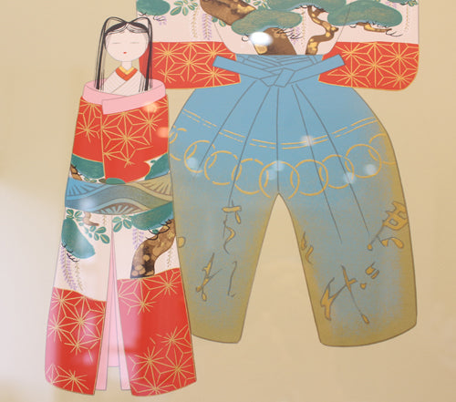 21591 上村松園(額 神ひな之図 リトグラフ)UEMURA Syoen