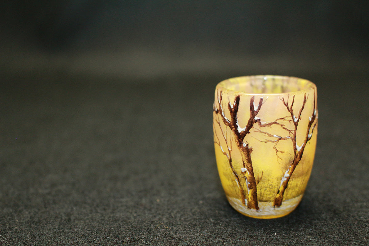 26153 ドーム・ナンシー 冬景色文リキュールグラス①