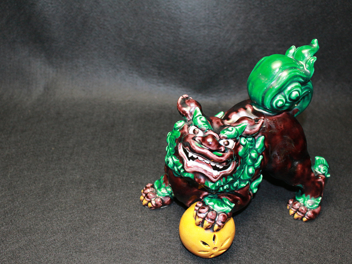 德田八十吉一世作品 26260 深釉狮子摆件