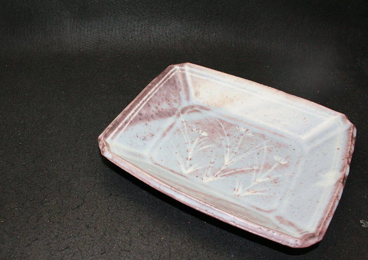 25713 加藤重髙 鼠志野額鉢 KATO Shigetaka