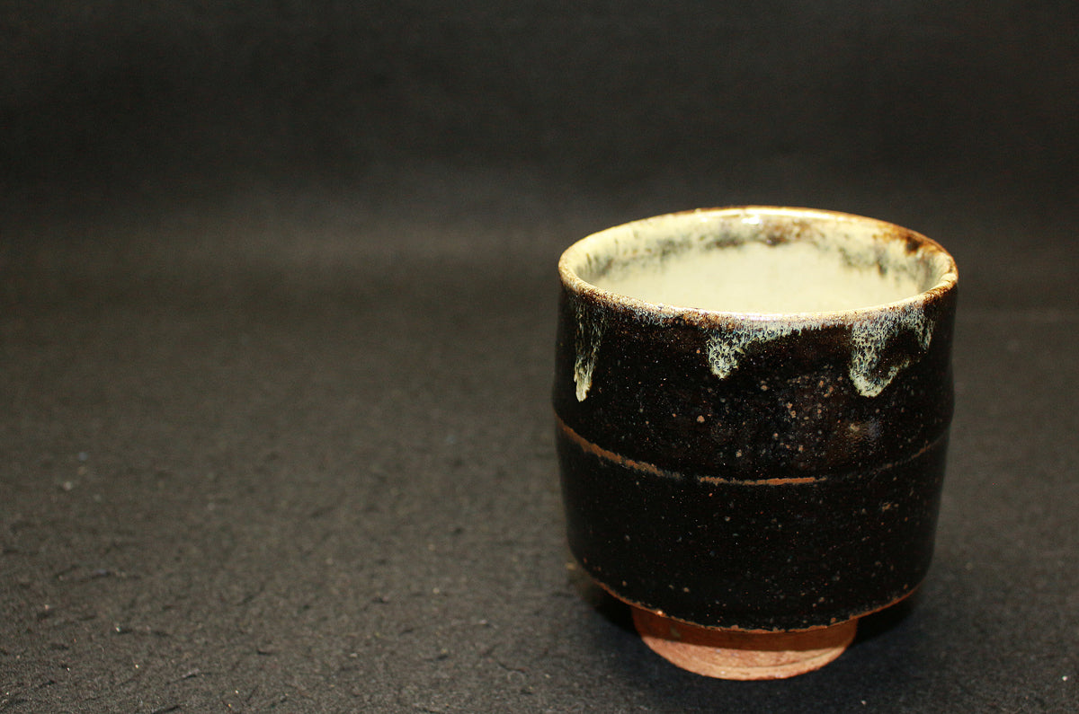 25789 人間国宝 浜田庄司 掛合胴紐茶碗 HAMADA Syoji