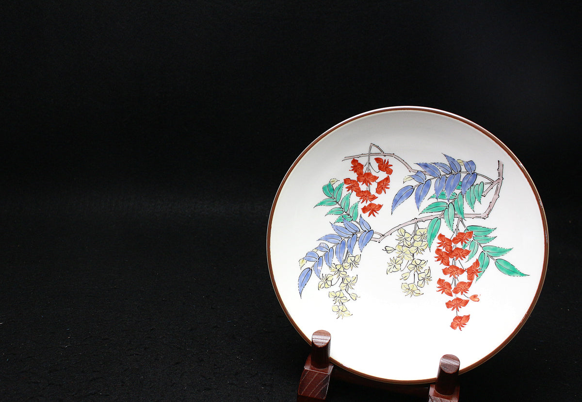 25796 人間国宝 14代酒井田柿右衛門 濁手藤花文皿