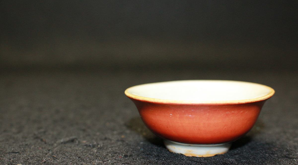 25905 Kitaoji Rosanjin Red and blue flat cup (Kuroda Satoru) KITAOJI Rosanjin