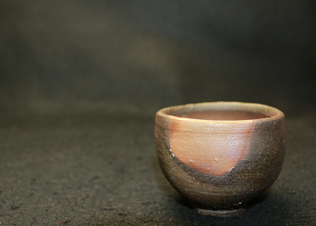 26111 人間国宝 藤原啓 備前酒杯① FUJIWARA Kei