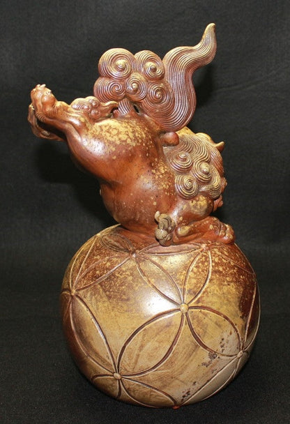 22844 Living National Treasure Yamamoto Toshu (Bizen ware flying lion figurine) YMAMOTO Tosyu 