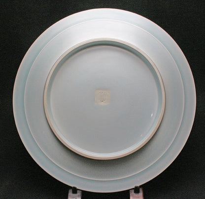 25022 Living National Treasure TSUKAMOTO Kaiji (Large blue and white porcelain plate with waterfowl design) 