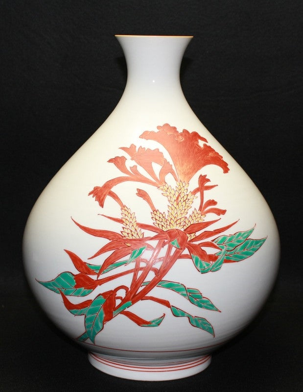 22700 13th generation Sakaida Kakiemon (Muddy hand cockscomb pattern vase) 