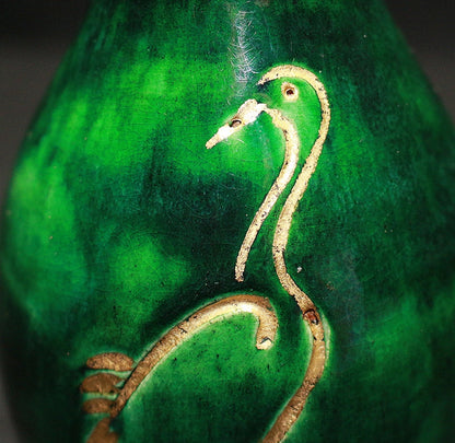 22225 Master Craftsman 11th generation RAKU keinyu (crane painting bottle shape sake next)