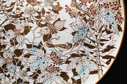 22240 Living National Treasure Takuo Kato (Large Luster Plate "Poem of Birds")