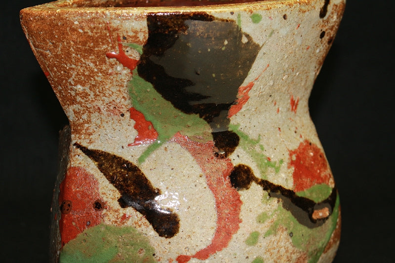 22841 KAWAI Kanjiro (Three-colored flat vase) 