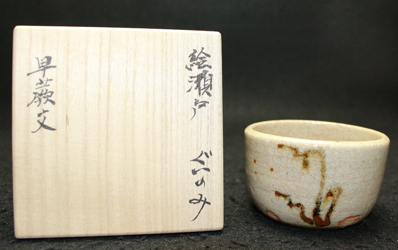 25487 Rosanjin Kitaoji (Illustrated Seto Hayafern Design Sake Cup (Kuroda Satoshi)①) 