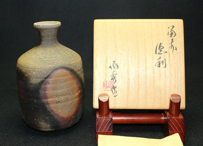 22965 Living National Treasure Yamamoto Toshyu (Bizen Sake Bottle) YAMAMOTO Toshyu 