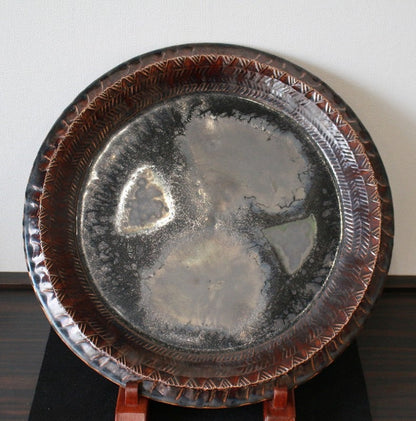 25446 KIMURA Morikazu (Iron copper glaze kiln change dish) 