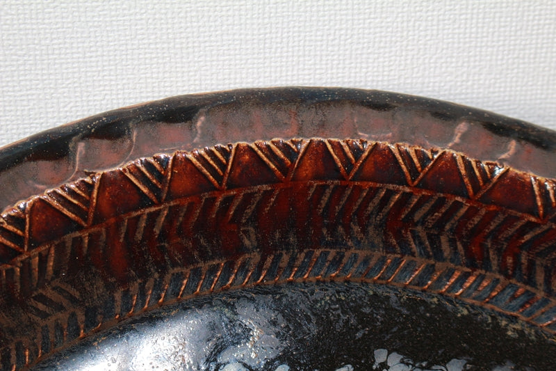 25446 KIMURA Morikazu (Iron copper glaze kiln change dish) 