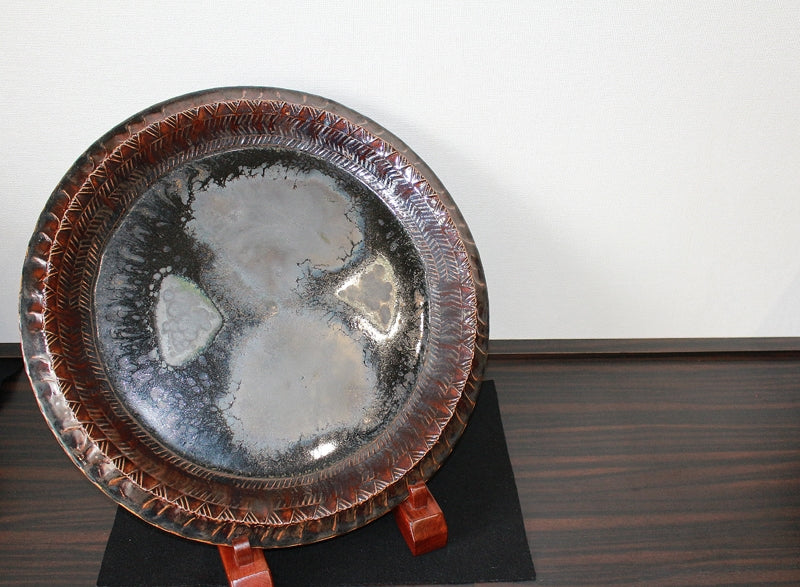 25446 KIMURA Morikazu (Iron copper glaze kiln change dish) 