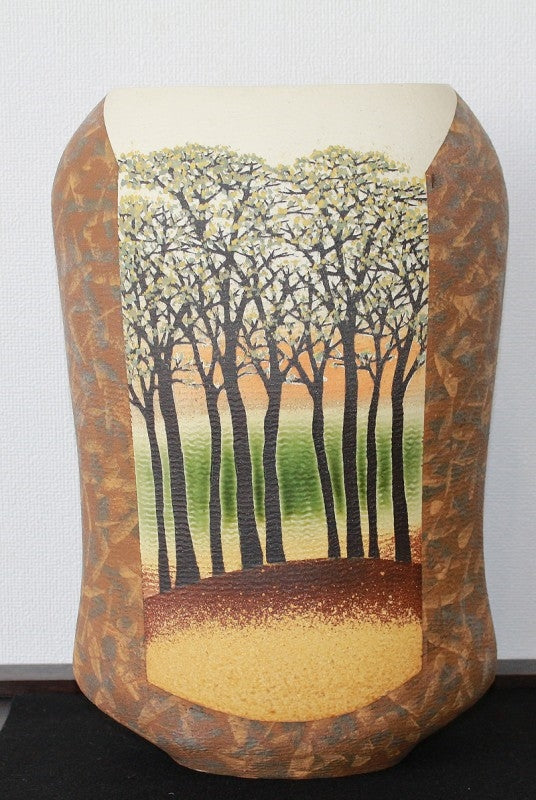 25540 SAEKI Moriyoshi (Inlaid mud vase with forest design "Buds") 