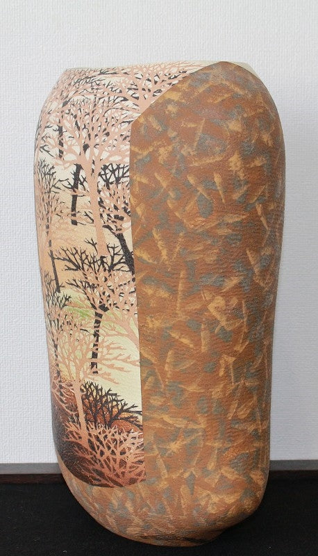 25540 SAEKI Moriyoshi (Inlaid mud vase with forest design "Buds") 