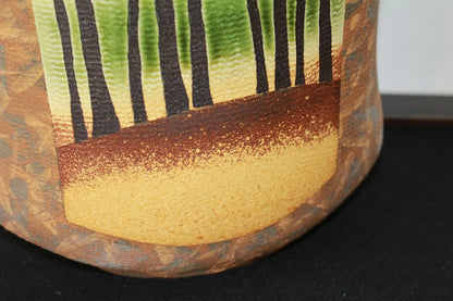 25540 SAEKI Moriyoshi (Inlaid mud vase with forest design "Buds") 