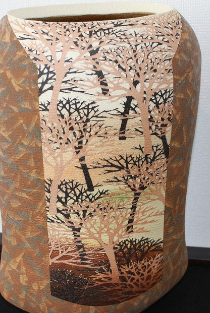 25540 SAEKI Moriyoshi (Inlaid mud vase with forest design "Buds") 