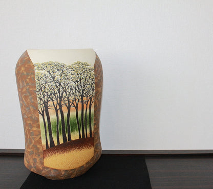 25540 SAEKI Moriyoshi (Inlaid mud vase with forest design "Buds") 