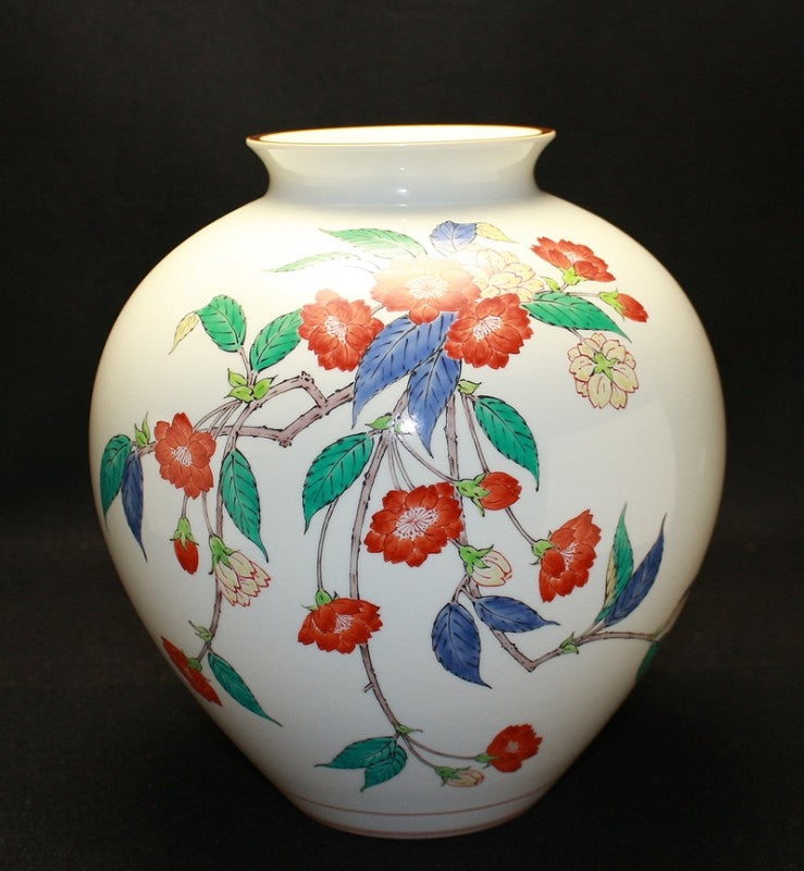 23005 Living National Treasure 14th Generation Sakaida Kakiemon (Muddy Hand Weeping Cherry Blossom Design Vase) 