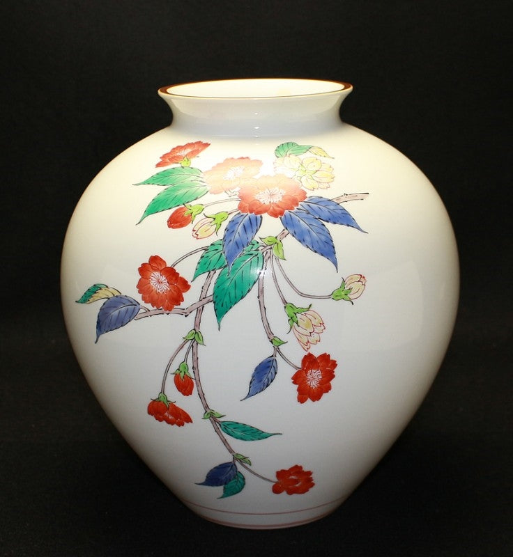 23005 Living National Treasure 14th Generation Sakaida Kakiemon (Muddy Hand Weeping Cherry Blossom Design Vase) 