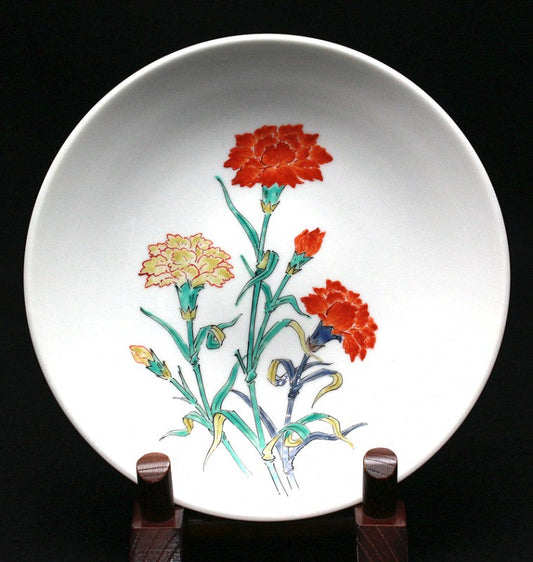 25626 Living National Treasure 14th generation Sakaida Kakiemon (Dark-patterned carnation patterned plate) 