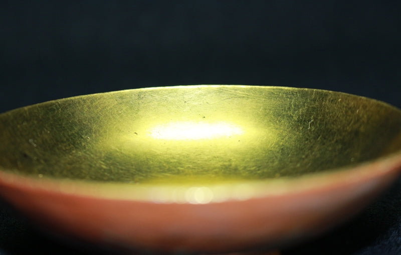 23242 11th generation Raku Keiinyu (gold-plated sake cup with pine painting by Nakamura Raisho) 