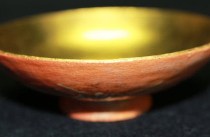 23242 11th generation Raku Keiinyu (gold-plated sake cup with pine painting by Nakamura Raisho) 