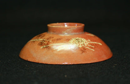 23242 11th generation Raku Keiinyu (gold-plated sake cup with pine painting by Nakamura Raisho) 