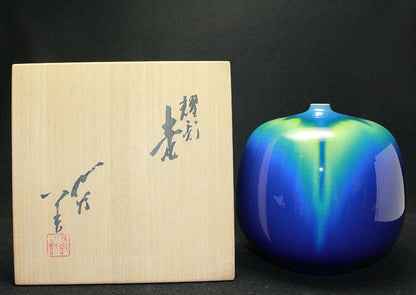 24436 人间国宝第3代德田弥祖吉（美花瓶）TOKUDA弥祖吉