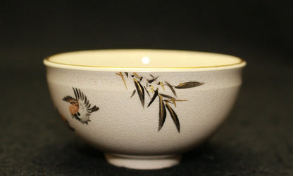 25252 15th generation Chin Jukan (Satsuma bamboo sparrow design sake cup) 