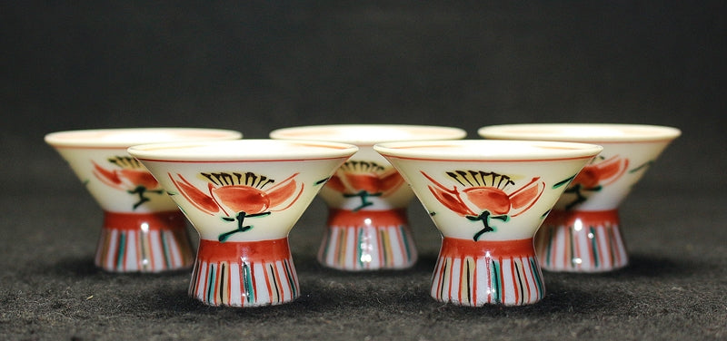 22650 Living National Treasure Tomimoto Kenkichi (5 colored sake cups)