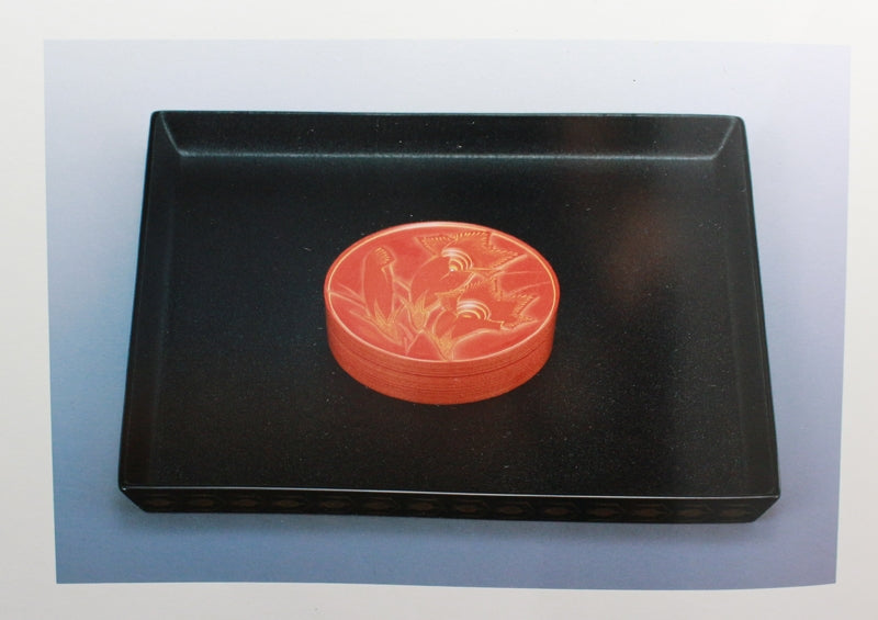 24482 Living National Treasure Otomaru Kodo (lacquered gentian incense holder (with dry lacquer incense tray, made in 1993, exhibited at a solo exhibition)) 