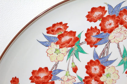 24921 Living National Treasure 14th Generation Sakaida Kakiemon (Dark-colored Weeping Cherry Blossom Design Plate) SAKAIDA Kakiemon 