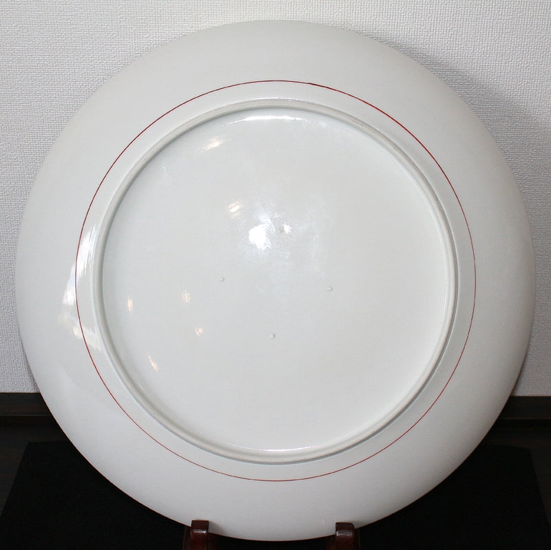 24921 Living National Treasure 14th Generation Sakaida Kakiemon (Dark-colored Weeping Cherry Blossom Design Plate) SAKAIDA Kakiemon 