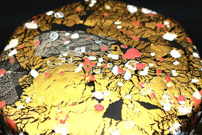 25300　 藤田喬平　(手吹飾筥　紅白梅)　FUJITA Kyohei