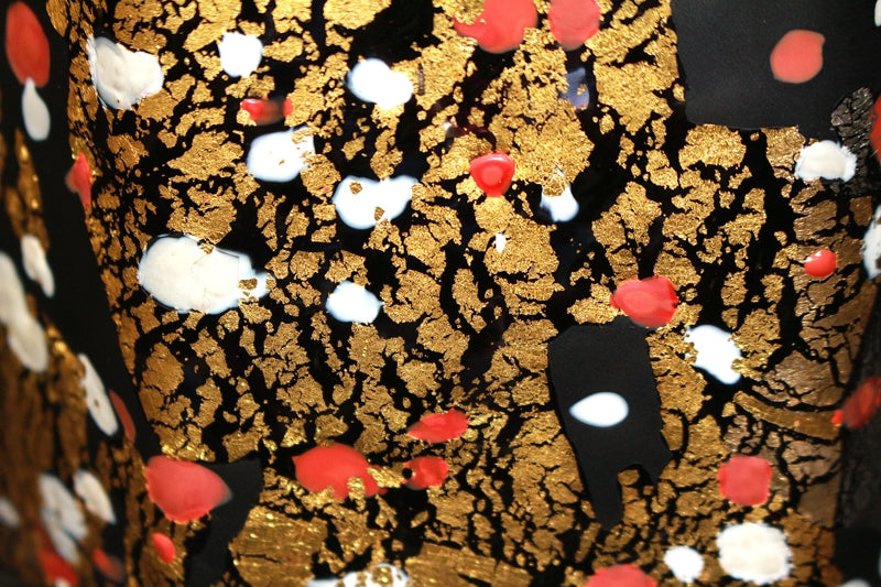 25300　 藤田喬平　(手吹飾筥　紅白梅)　FUJITA Kyohei