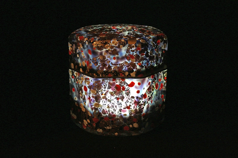 25300　 藤田喬平　(手吹飾筥　紅白梅)　FUJITA Kyohei