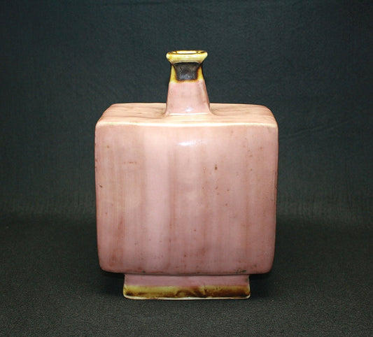 22682 Folk art master Kanjiro Kawai [Takashi Toshi] (Brushed cinnabar flat vase)