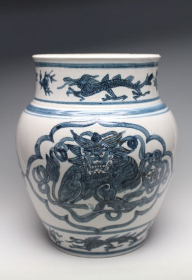 21118 Kanjiro Kawai (Blue Flower Vase [Shokei Kiln Mark])