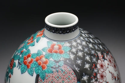 21215 14th generation Imaemon Imaizumi (colored snowflake ink colored ink splash four seasons flower vase)