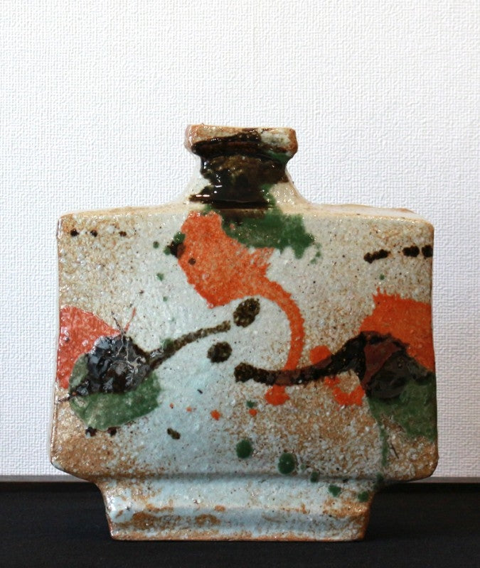 24048 Kanjiro Kawai (Three-colored flat vase (exhibited at an exhibition)) 