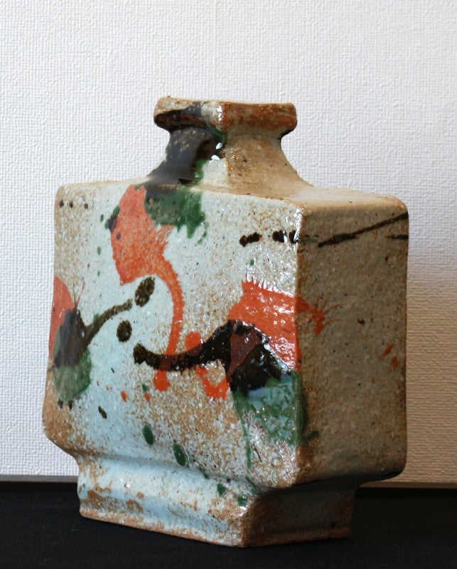 24048 Kanjiro Kawai (Three-colored flat vase (exhibited at an exhibition)) 