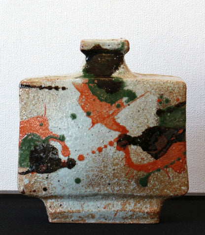 24048 Kanjiro Kawai (Three-colored flat vase (exhibited at an exhibition)) 