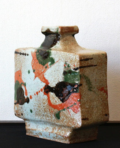 24048 Kanjiro Kawai (Three-colored flat vase (exhibited at an exhibition)) 